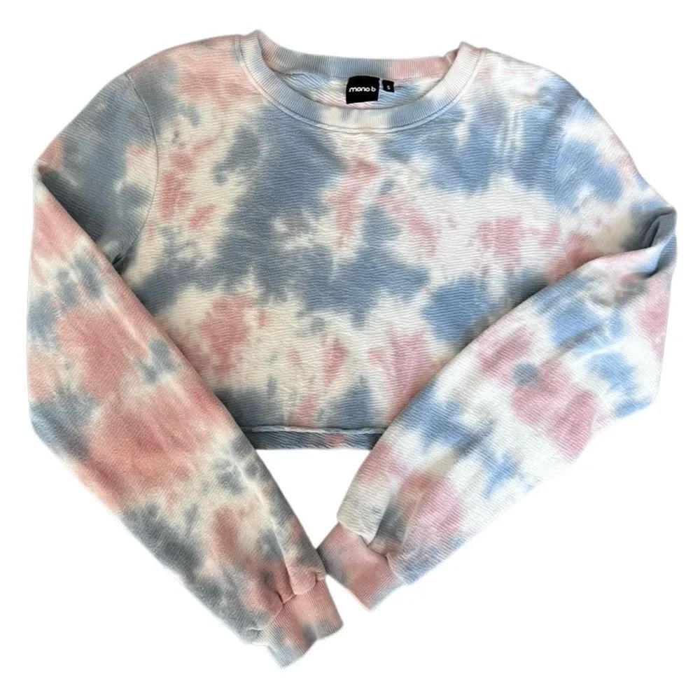 Mono B Pastel Tie-Dye long sleeve crop top Size Small
